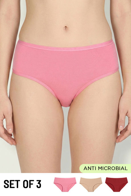 Buy Zivame Medium Rise Full Coverage Hipster Panty (Pack of 3) - Multicolor 
